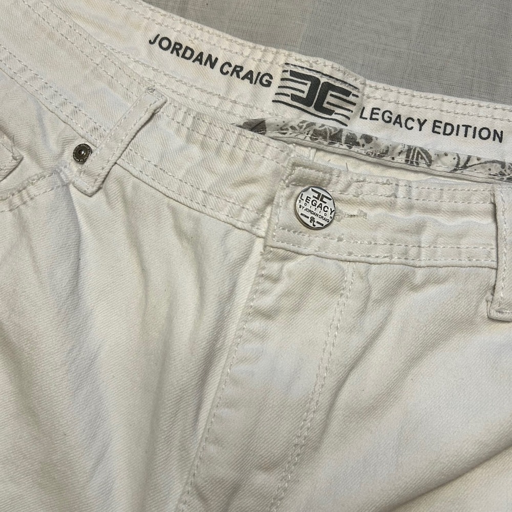 Jordan Craig Shorts Mens 38 White Distressed Legacy Edition Raw Hem Shredded